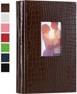 📸 potricher brown leather photo album - holds 300 4x6 photos for family, wedding anniversary, baby, vacation - 300 pockets logo