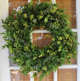 img 2 attached to 🌿 The Wreath Depot Arbor Artificial Boxwood Wreath 22 Inch: Year Round Full Green Wreath with Outdoor Display Approval and Gift Box Included