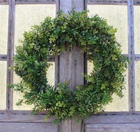 img 1 attached to 🌿 The Wreath Depot Arbor Artificial Boxwood Wreath 22 Inch: Year Round Full Green Wreath with Outdoor Display Approval and Gift Box Included