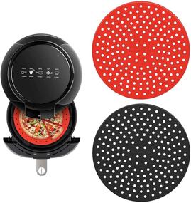 img 4 attached to 🍳 Non-Stick Silicone Air Fryer Mats - 9 inch Round Liners for Gourmia, Ninja, Cosori, Instant Vortex, Power XL & More! (2-Pack)