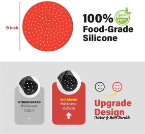 img 3 attached to 🍳 Non-Stick Silicone Air Fryer Mats - 9 inch Round Liners for Gourmia, Ninja, Cosori, Instant Vortex, Power XL & More! (2-Pack)