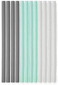 img 3 attached to 🥤 GoSili Reusable Silicone Straws - Soft, Non-toxic, Translucent & Dishwasher Safe - Charcoal/Mint/Frost - Standard Size 8 Inches - 12 Count