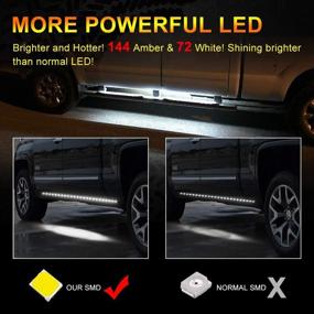 img 2 attached to 🚦 OPP ULITE Running Board Lights Amber Side Marker Kit: Enhanced Safety and Style for Pickup Trucks, SUVs, and Work Vans – White Courtesy Light, Extended Crew Cab, 2pc 70Inch 216 Led Bar Bed – Switchback Underglow Strip – Board 1070