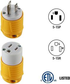 img 3 attached to 🔌 Miady Heavy Duty Replacement Plug & Connector Set, Straight Blade Plug Grounding Type, 15 Amp 125 Volt, Male and Female Ends, ETL Listed (5 SET) - Extending Cord