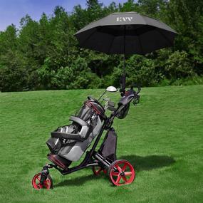 img 1 attached to KVV 3 Wheel 360 Rotating Front Wheel Golf Push Cart: Quick Open and Close in ONE Second with Free Umbrella Holder