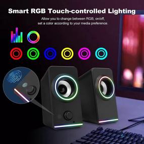 img 2 attached to 🔊 ZISIMIO 10W USB-Powered Stereo Multimedia Computer Speakers with RGB Gaming, Touch-Control Button, and 2.0 Channel - Ideal for PC/Laptop/Tablets/Game Machine
