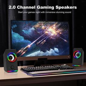 img 3 attached to 🔊 ZISIMIO 10W USB-Powered Stereo Multimedia Computer Speakers with RGB Gaming, Touch-Control Button, and 2.0 Channel - Ideal for PC/Laptop/Tablets/Game Machine