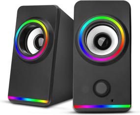 img 4 attached to 🔊 ZISIMIO 10W USB-Powered Stereo Multimedia Computer Speakers with RGB Gaming, Touch-Control Button, and 2.0 Channel - Ideal for PC/Laptop/Tablets/Game Machine