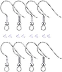 img 4 attached to DELECOE Genuine 925 Sterling Silver Earring Hooks, Set of 8 Hypoallergenic Jewelry DIY Earring Hooks along with 8 Rubber Earring Backs, Fish Hook Ear Wires for Ultimate Comfort and Style