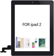 📱 srjtek ipad 2 touch screen replacement kit: a1397 a1395 a1396, touch digitizer glass parts in black, with home button, cameral holder, pre-installed adhesive, and middle frame bezel logo