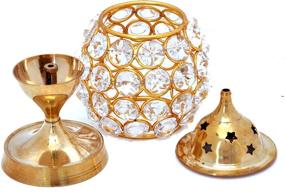 img 2 attached to 🏮 Hashcart Crystal Brass Dia Oil Lantern Tealight Holder: Elegant Decorative Diya and Lantern Combo