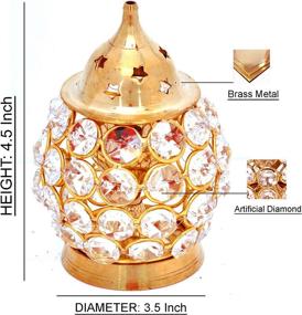 img 1 attached to 🏮 Hashcart Crystal Brass Dia Oil Lantern Tealight Holder: Elegant Decorative Diya and Lantern Combo