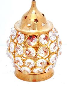 img 4 attached to 🏮 Hashcart Crystal Brass Dia Oil Lantern Tealight Holder: Elegant Decorative Diya and Lantern Combo