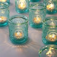 🕯️ vintage turquoise tealight candle holders - 12 pcs set for stylish home/office décor and gift giving логотип