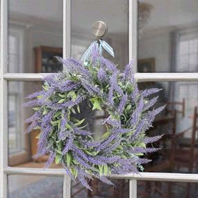 img 2 attached to 🌸 14-inch HO2NLE Artificial Lavender Wreaths: Realistic Fake Lavender Flowers Arrangement for Spring Décor, Front Door, Walls, Indoors, Outdoors, Home, Wedding