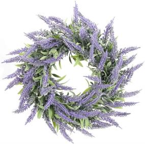 img 4 attached to 🌸 14-inch HO2NLE Artificial Lavender Wreaths: Realistic Fake Lavender Flowers Arrangement for Spring Décor, Front Door, Walls, Indoors, Outdoors, Home, Wedding