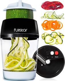 img 4 attached to 🥒 Fullstar Veggie Spiralizer - 4-in-1 Zucchini Spaghetti Maker, Zoodle Maker, Vegetable Slicer with Adjustable Handheld Spiralizer and Container