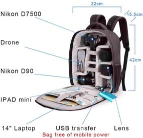 img 3 attached to CADeN Professional Camera Backpack: Waterproof DSLR Bag with USB Charging Port and Rain Cover - Ideal for Women and Men, Sony Canon Nikon Camera Case with Laptop Compartment for Photography, Lens, Tripod, and Accessories