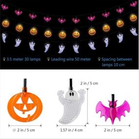 img 1 attached to Vibrant Battery Operated Halloween String Lights - Set of 3 Spooky Decorative Lights with 20 LED Lights Each - Perfect for Indoor/Outdoor Decorations - Pumpkins, Ghosts, Bats - Orange, White, Purple