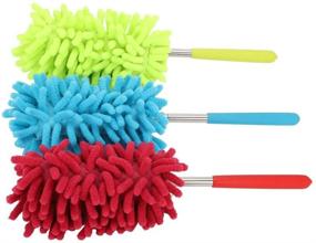 img 3 attached to 🧹 Extendable Hand Dusters Pack of 3 - PrettyDate Microfiber Dusting Brush with Telescoping Pole for Car, Computer, Air Conditioning, TV and More - Washable for Effective Cleaning