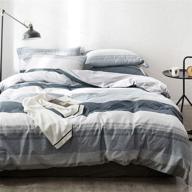 🛏️ oreise full/queen size gray blue white printed striped style duvet cover set - 100% cotton bedding, luxurious and comfortable, 3-piece set (1 duvet cover + 2 pillowcases) logo