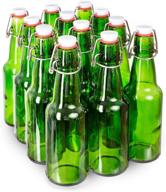 🍾 11 oz. green glass grolsch swing top beer bottle - airtight seal for home brewing & fermenting alcohol, kombucha tea, wine, homemade soda - supplies (12 pack) logo