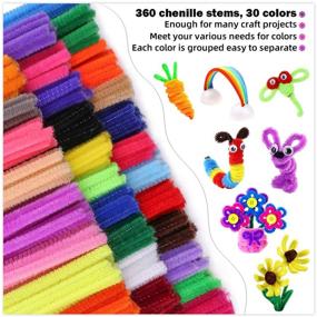 img 3 attached to 🎨 360 Count Pipe Cleaners Craft Chenille Stems with 30 Colors - DIY Crafting & Decorations, 6mm x 12inch Fuzzy Colored Chenille Stem Stick Set - Craft Supplies for Kids and Adults