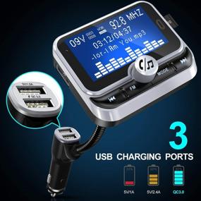 img 2 attached to 🚗 Car Bluetooth FM Transmitter by Clydek - 1.8” Large Display Car Charger Adapter with 4 Music Play Modes, Fast Charger, Hands-Free Calling, AUX Input and Output