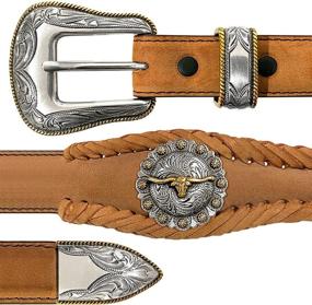 img 1 attached to Western Cowboy Matching Conchos Leather Men's Accessories