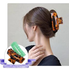 img 3 attached to 💇 Premium Set of 8 Non-Slip Square Hair Claw Clips - Tortoise Shell Design, Strong Hold for All Hair Types