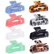 💇 premium set of 8 non-slip square hair claw clips - tortoise shell design, strong hold for all hair types logo