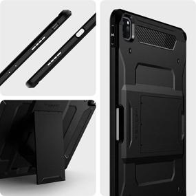 img 3 attached to 📱 Spigen Tough Armor Pro iPad Pro 12.9 inch Case 2021 5th Gen - Black with Pencil Holder