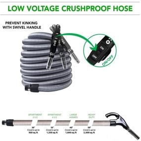 img 2 attached to 🔌 OVO Universal Central Vacuum - 50ft Black Low Voltage Switch Control Hose - Fits Most Inlets - Crushproof - With/Without Hose Protector Cover