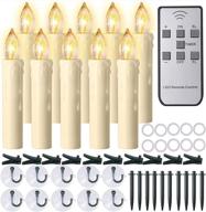 🕯️ 10 packs waterproof led flameless taper ivory floating candles by pchero - battery operated with remote timer and dimmable warm white light, perfect for home indoor outdoor christmas tree decor логотип