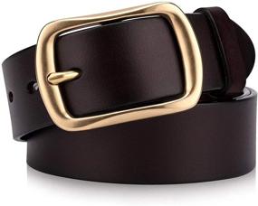 img 4 attached to ☕️ Genuine Leather Classic COFFEE Women's Belt by Ravinte - 115CM, High-Quality Women's Accessories