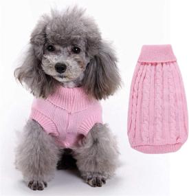 img 4 attached to 🐶 Turtleneck Knitted Sweater for Large Dogs - Warm Dog Sweater for Girls and Boys, Cute Puppy Clothes - Pink Cat Sweater