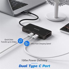 img 1 attached to 🔌 Versatile USB C Hub with 8-in-1 Adapter: USB 3.0, 4K HDMI, SD/TF Reader & Dual USB C Ports for MacBook Dell XPS and More