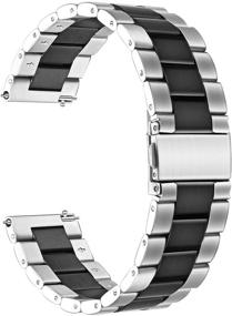 img 2 attached to 🌟 YOUkei Stainless Steel Metal Replacement Band for Garmin Venu Sq - Silver-Black