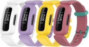 img 4 attached to Ремешки, совместимые с Fitbit Ace 3 для детей, красочные силиконовые ремешки для часов, аксессуары, сменные браслеты для Ace 3 для мальчиков и девочек (белый и усилитель