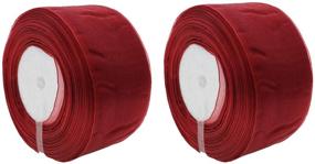 img 4 attached to 🎀 Organza Ribbon 1 Inch by 100 Yards (2 Rolls) - Sheer Ribbon for Party Decorations, Gift Wrapping, and Crafts in 25033 Wine Red (1 in)