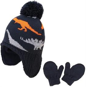 img 2 attached to 🧢 Теплая детская зимняя шапка с ушами из флиса - необходимые аксессуары для мальчиков в холодную погоду.