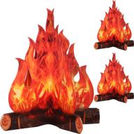 🔥 3d decorative cardboard campfire centerpiece: lifelike replica flame torch for party decor – red orange logo