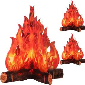 img 4 attached to 🔥 3D Decorative Cardboard Campfire Centerpiece: Lifelike Replica Flame Torch for Party Decor – Red Orange