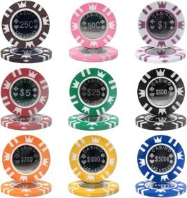 img 1 attached to Brybelly Coin Inlay Poker Chip Set - 50-Pack of 15-Gram Heavyweight Clay Composite Chips