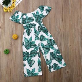 img 2 attached to DuAnyozu Off Shoulder Jumpsuits Rompers for Toddler Girls - Ruffle Overalls for Spring and Summer Beach Outfits