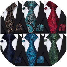img 4 attached to Barry Wang Classic Necktie Jacquard Wedding Men's Accessories