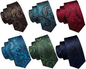 img 3 attached to Barry Wang Classic Necktie Jacquard Wedding Men's Accessories