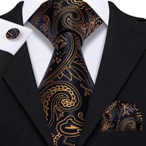 img 1 attached to Barry Wang Classic Necktie Jacquard Wedding Men's Accessories