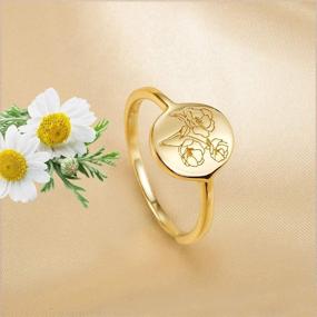 img 2 attached to YeGieonr Handmade Flower Signet Ring: Exquisite 18K Gold Statement Jewelry with Botanical Engraving - Perfect Personalized Gift for Women/Girls