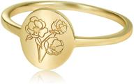 yegieonr handmade flower signet ring: exquisite 18k gold statement jewelry with botanical engraving - perfect personalized gift for women/girls logo